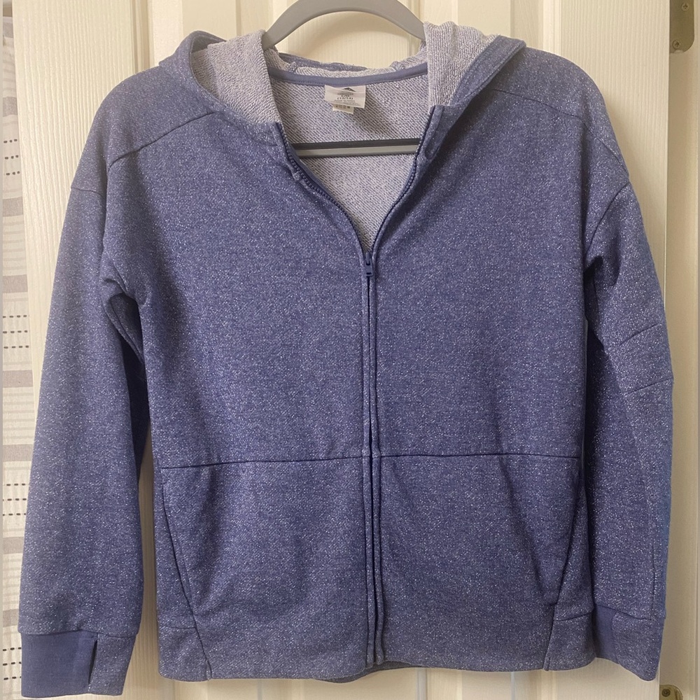 Adidas Kids Heathered Purple Metallic Sparkling Zip Up Hoodie Size Large 12/14